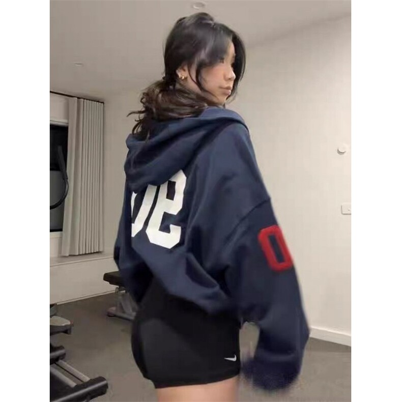 美式复古连帽卫衣男女秋季2025新款开衫外套常规款P55加绒款P60图片