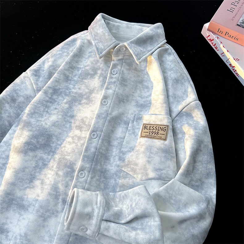 8XL-M秋冬款加绒加厚衬衫男做旧脏脏保暖外套大码衬衣CS29002P65,男装衬衫,电商B312