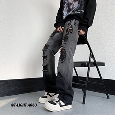 美式高街小众夏季破洞牛仔裤货号K729P60，男装牛仔裤，电商A063