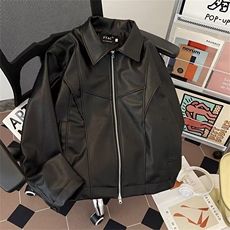 高街帅气皮衣外套男士韩版潮流宽松百搭2025春季ins夹克W6357-P95，男装夹克，星座412-2