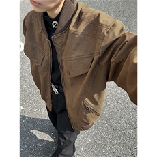 美式哈灵顿夹克外套男宽松复古铆钉做旧棒球服灯芯绒工装情侣上衣，男装夹克，星座218-1（原230）