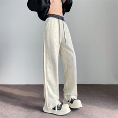 美式高街运动裤男春季港风痞帅宽松阔腿裤复古休闲裤K5995-P41，男装休闲裤，星座412-3