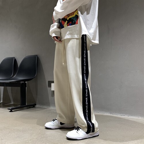 古着vintage日系垂坠感阔腿裤子男ins潮流百搭新款运动裤GK88-P32，男装休闲裤，星座1008