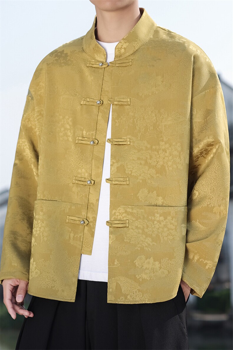 2025春季新款男装新中式衬衣汉服经典风唐装亮扣衬衫C169-P65,男装衬衫,电商B277(原6028)