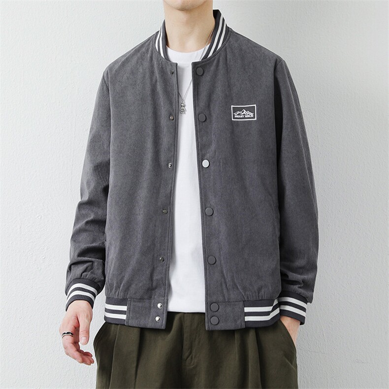复古日系潮牌棒球服春秋季新款刺绣灯芯绒夹克外套男青年JK85-P50,男装夹克,星座1403A