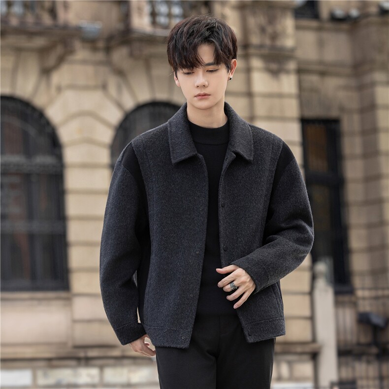 羊毛双面呢子外套男短款毛呢夹克高级感休闲男装AD6660-P255控428，男装毛呢大衣，电商A355（原A415）