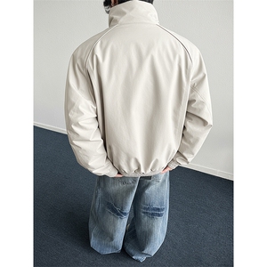 现货美式高街休闲夹克冬季三防立领纯色户外工装加厚棉服外套图片