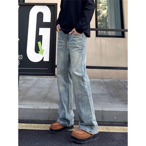 1506-1/KX-A2631/P60个性字母牛仔裤嘻哈ins潮高街潮流痞帅长裤图片