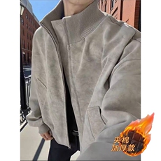 【001】加绒加厚皮衣外套男立领飞行员夹克A079-813-P74，男装夹克，电商A079