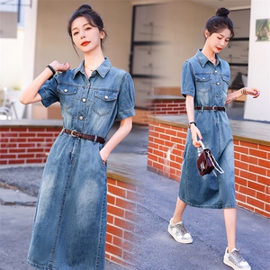 天丝牛仔连衣裙女薄款2025年夏季新款法式时尚气质别致独特显瘦潮图片
