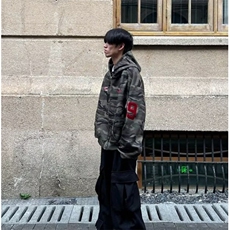 日系文艺后背迷彩开衫连帽卫衣外套男女秋季情侣装拉链上衣百搭，女装短外套，星座601-1