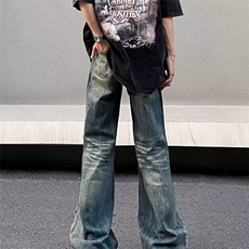 美式复古牛仔裤男秋季潮牌男美式高街百搭直筒裤潮NK66-P50，男装牛仔裤，星座208-5