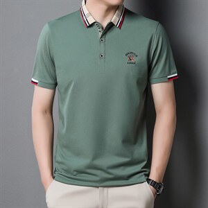 2023新款经典刺绣大马标POLO翻领保罗T恤棉商务中年短袖图片