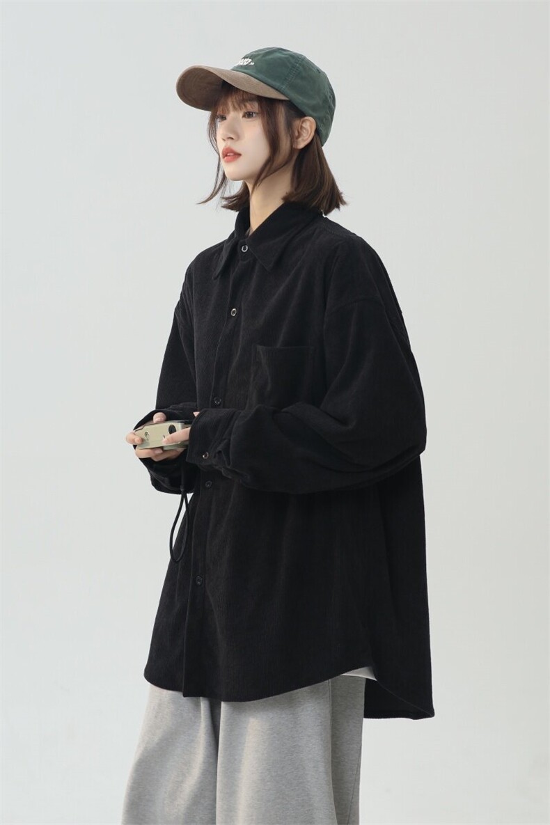 C206/P40春装新款美式复古灯芯绒长袖衬衫男士纯色衬衣男外套,男装衬衫,电商基地A050
