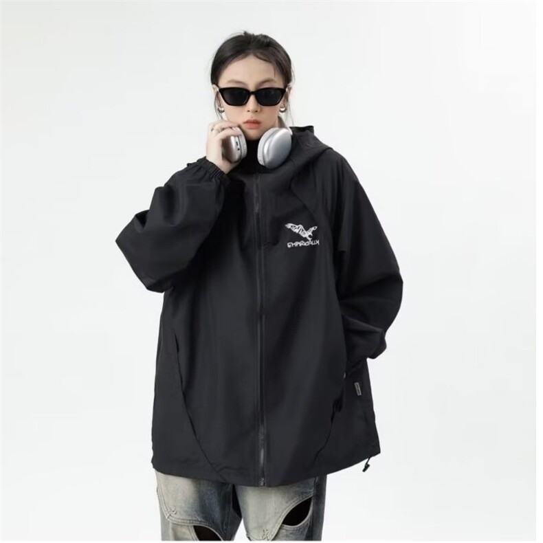 潮机能风杏色连帽冲锋衣女秋新款户外旅游登山服S198P60,男装夹克,星座1116-2