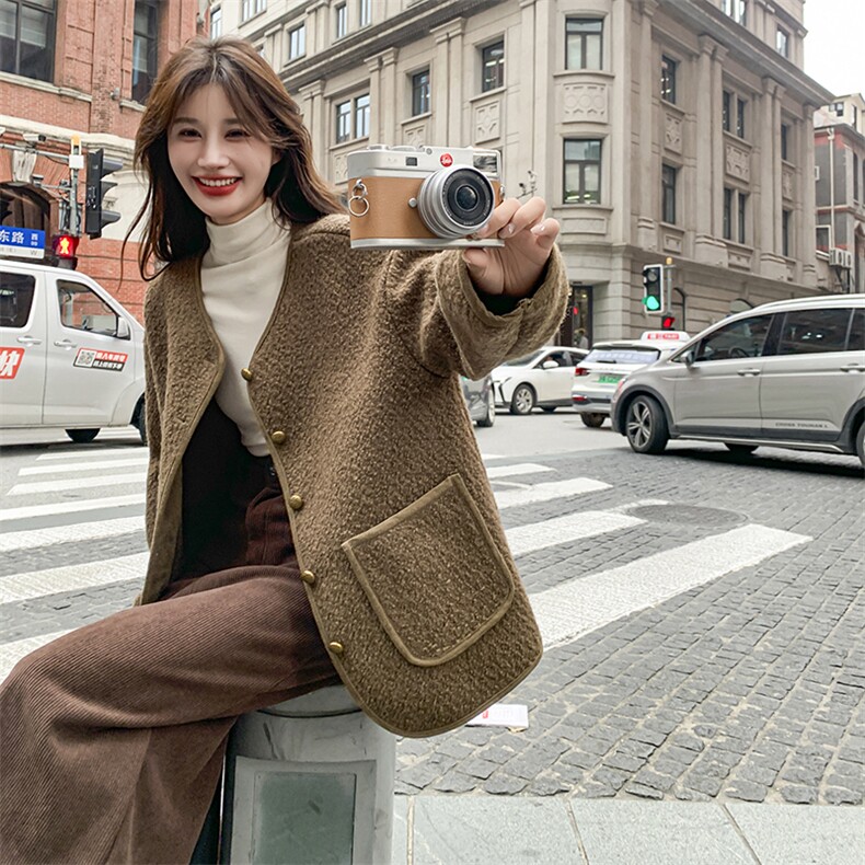 新款主推麂皮绒复合毛圈呢外套8902-P155-K238,女装短外套,2C129