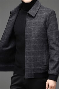 22新款青春流行短款中年男士翻领潮流时尚休闲时尚双面呢夹克外套图片