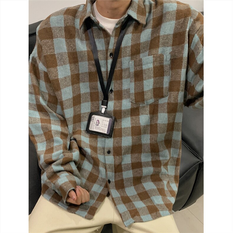 现货~磨毛加厚格子大码长袖衬衫C5899/特P25咖啡,男装衬衫,电商A094