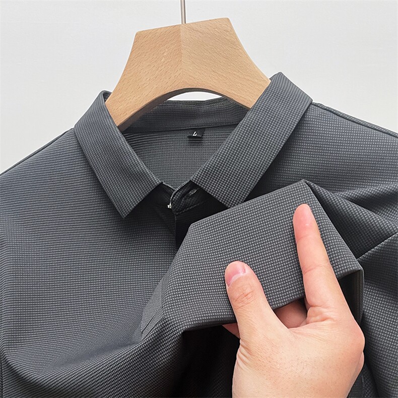 夏季薄款无痕短袖T恤男翻领冰丝商务Polo衫休闲时尚男装纯色百搭，男装Polo衫，电商B212（原钱塘6029）