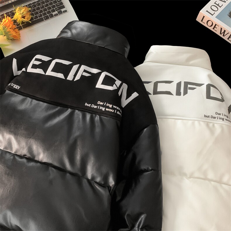 拼接加厚棉衣男PU皮立领棉袄软皮棉服外套3365-P90控118,男装棉衣,星座207
