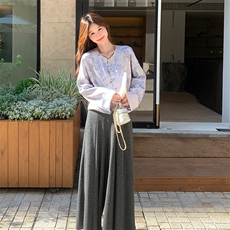 新中式高级感国风套装女2025秋新款气质优雅提花外套阔腿裤两件套，女装套装/套裙，2C122