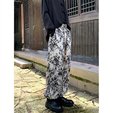 2026港风冰丝扎染抽绳大码M-5XL风休闲裤有套装88798P45，男装休闲套装，星座227-7