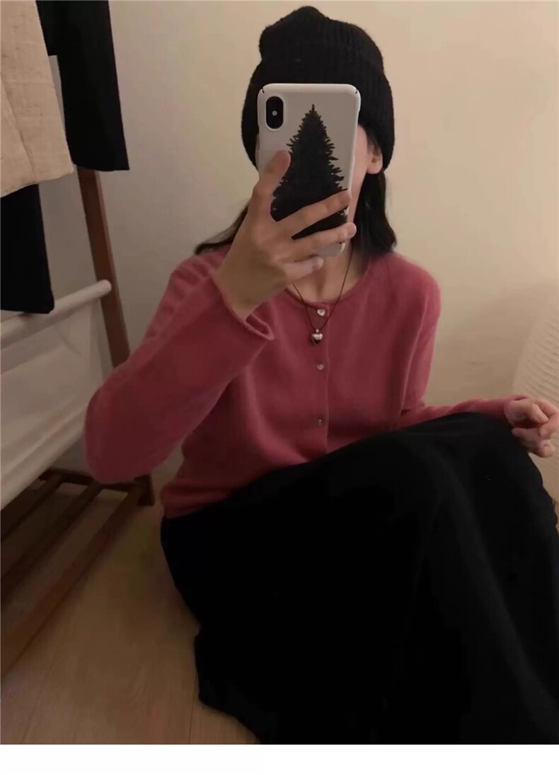 时尚百搭女士羊毛针织开衫舒适保暖显瘦长袖外套,针织衫/毛衣,恩泰羊绒