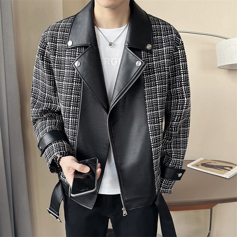 店主风~秋季小香风拼接机车服夹克外套K530/P125,男装夹克,电商B331