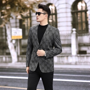 新款潮流时尚男士新款西装印花休闲商务西服男761P165图片
