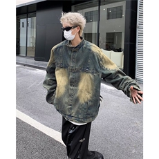 牛仔外套男士春秋季高级感痞帅炸街美式复古水洗做旧宽松休闲夹克，男装夹克，星座601-2