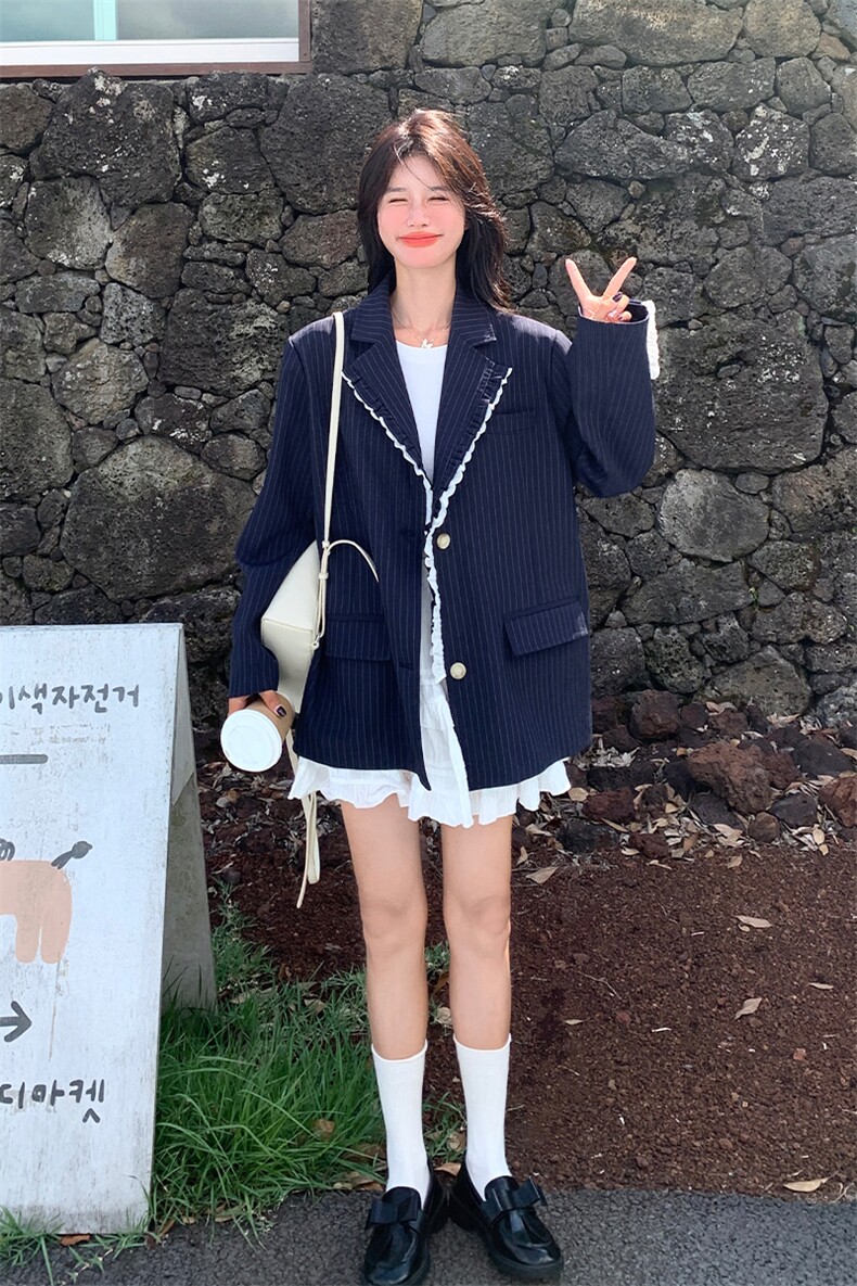 大货木耳拼接条纹西装2C007-121-P155-218,女装西装,2C007