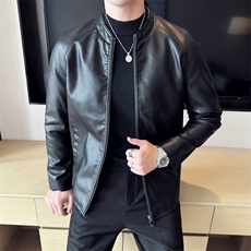 加棉加厚皮衣夹克修身立领PU皮衣外套男py56805-p78加绒p88，男装皮衣，电商D303