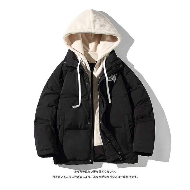 冬季假两件大码保暖带帽印花白鸭绒羽绒服Y5816-P190【特价】,男装羽绒服,电商A007