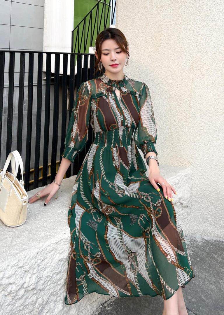 乔其连衣裙，女装连衣裙，恋语随风(7F)