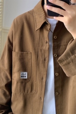 CS4005-P60秋季日系工装长袖衬衫纯棉男士大码宽松版外套M-5XL，男装衬衫，电商B280-1（原A049）