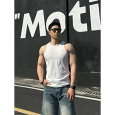 重磅弹力透气螺纹背心男款打底t恤弹性健身运动310A-4-BX66-P13，男装T恤，星座310A-4