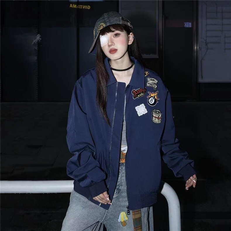 宇航员卡通小熊字母印花棒球服男女春秋学生情侣休闲夹克JKFA18,男装夹克,星座516A