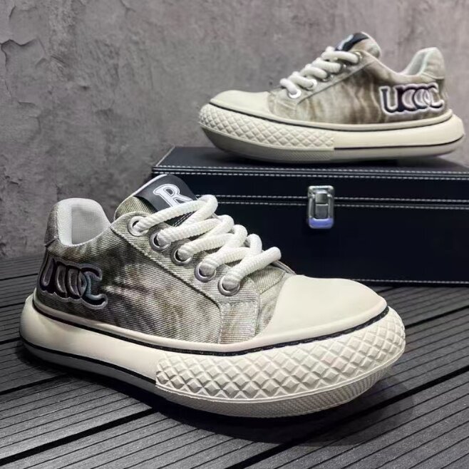 秋季新款帆布鞋男大头鞋潮男厚底板鞋，男鞋帆布鞋，星座1407-6