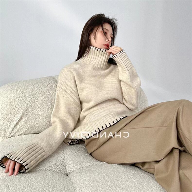 女士秋冬季新款极简风格半高领羊毛衫,女装羊毛衫,奢优羊绒