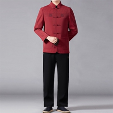 BAMJ-503T钱塘2020-2商务休闲中年男士冬季厚款唐装套装P190，男装休闲套装，钱塘207-2