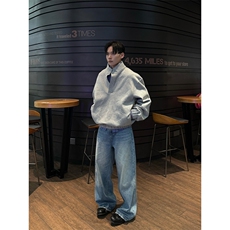 潮牌美式立领卫衣男2025新款运动套头上衣春秋廓形宽松外套，女装短外套，四季星座505