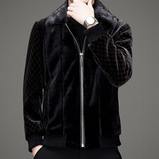 秋冬季外套男士翻领潮流中年商务休闲金貂绒夹克SNNJDR11832-P470图片