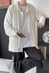 春夏 港风纯色长袖衬衫宽松休闲薄款外套ins潮学生百搭 H208/P55图片