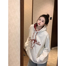 EE154-P75纯棉华棉加绒加厚连帽字母刺绣保暖卫衣上衣女，男装卫衣，星座911-3