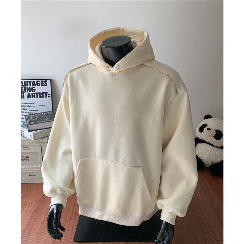 美式重磅小众慵懒风男女宽松oversize大版拉链连帽卫衣D460 特P55图片