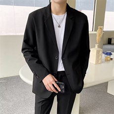 ins炸街休闲西装套装男秋冬季痞帅轻熟风宽松外套黑色西服W03，男装西服，星座1116A-2（原606A-1）