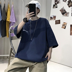 XZ115A-T06200克纯棉男女字母印花大码S-5XL10色T恤衫圆领半袖，男装T恤，星座115A-3