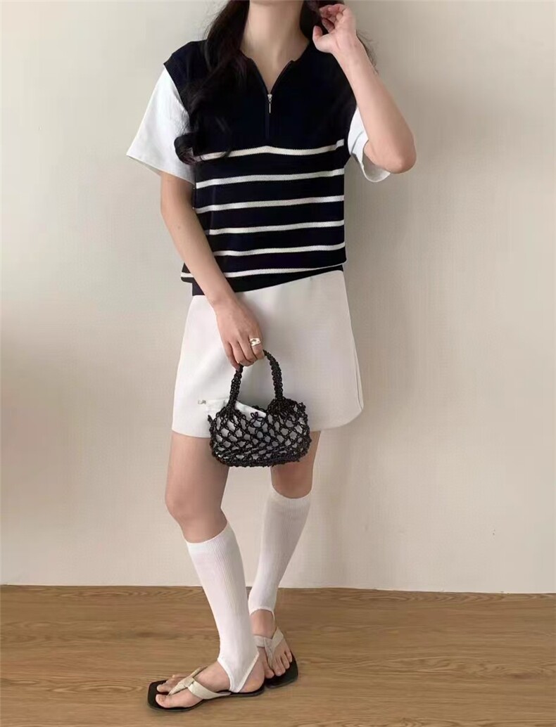 高档夏季新款t恤女短袖圆领宽松休闲正肩穿搭简约洋气小众ins,女装T恤,唐诺