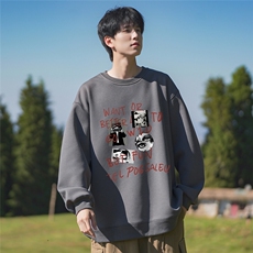 24新款山系个性时尚印花圆领长袖卫衣A247-FW01P30控48，男装卫衣，电商A247