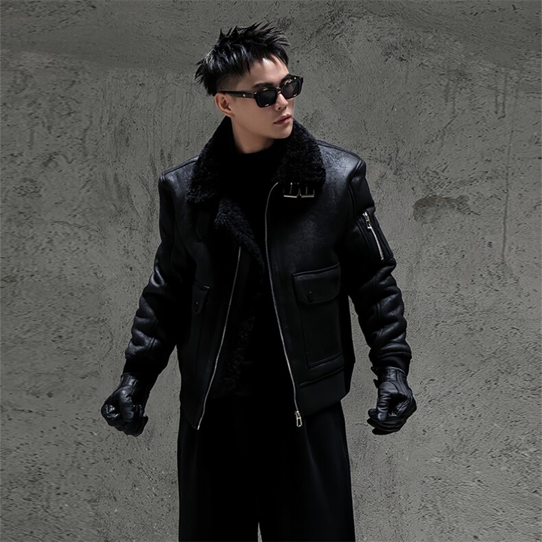 B32/P158控208冬季男士棉服外套加厚皮毛一体翻领机车棉衣芥拾紫1,男装棉衣,星座305B